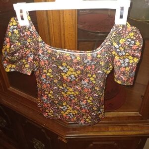 SHEIN Kids Multicolor Floral Puff Sleeve Blouse